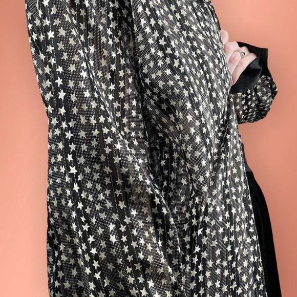 80s 90s Y2K Bohemian Witchy Black and White Stars Button Up Womens Size x large - Picture 6 of 11